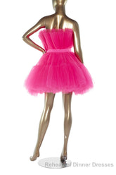 Hot Pink A-line Short Tulle Party Dress
